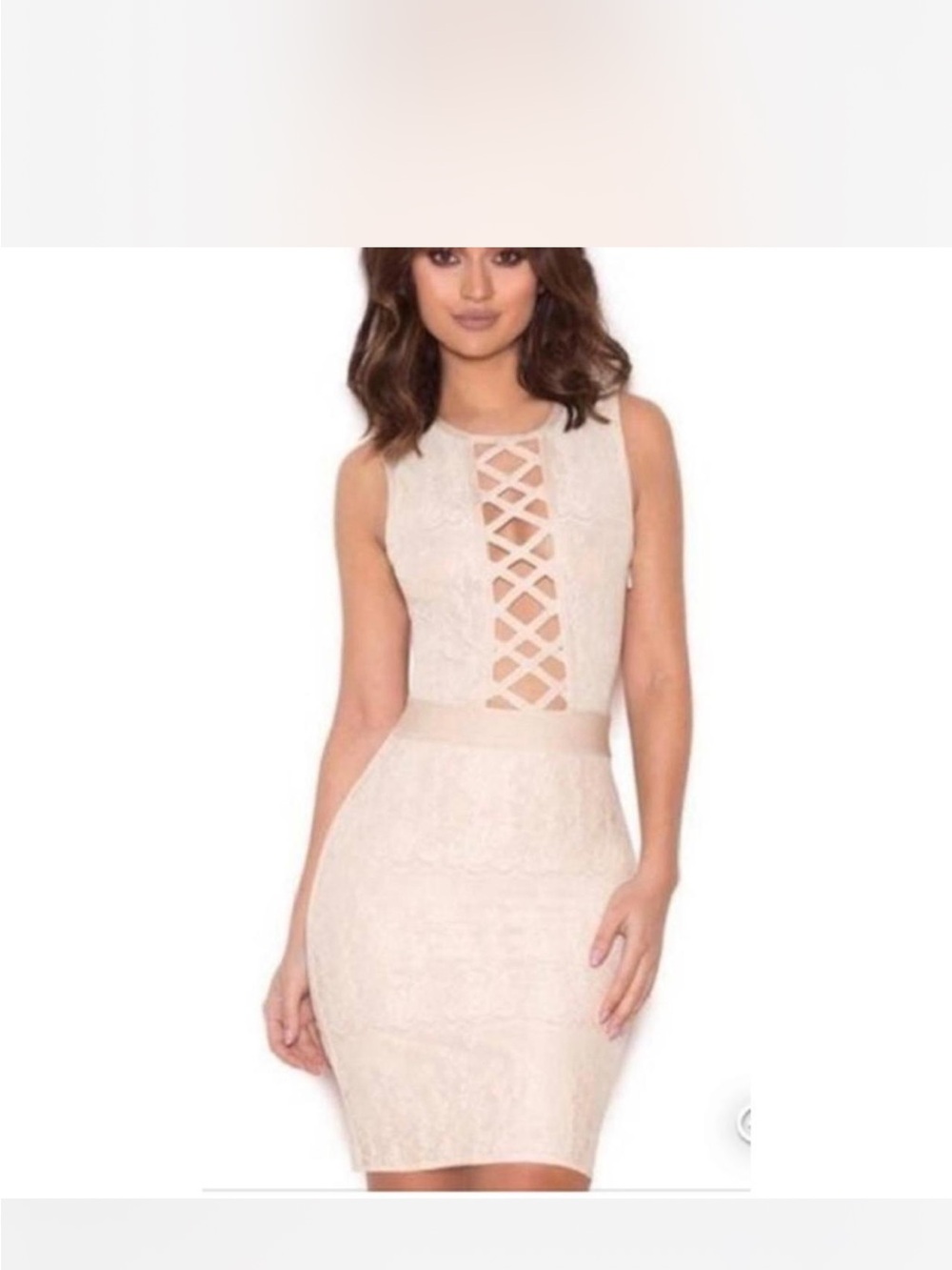 House of CB Cream Lace Sheath Dress